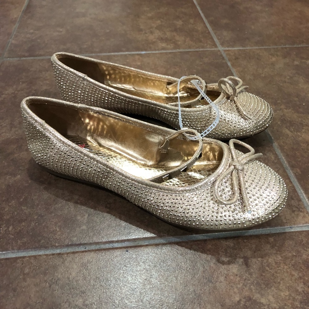 GB Girls Rose Gold Studded Flats